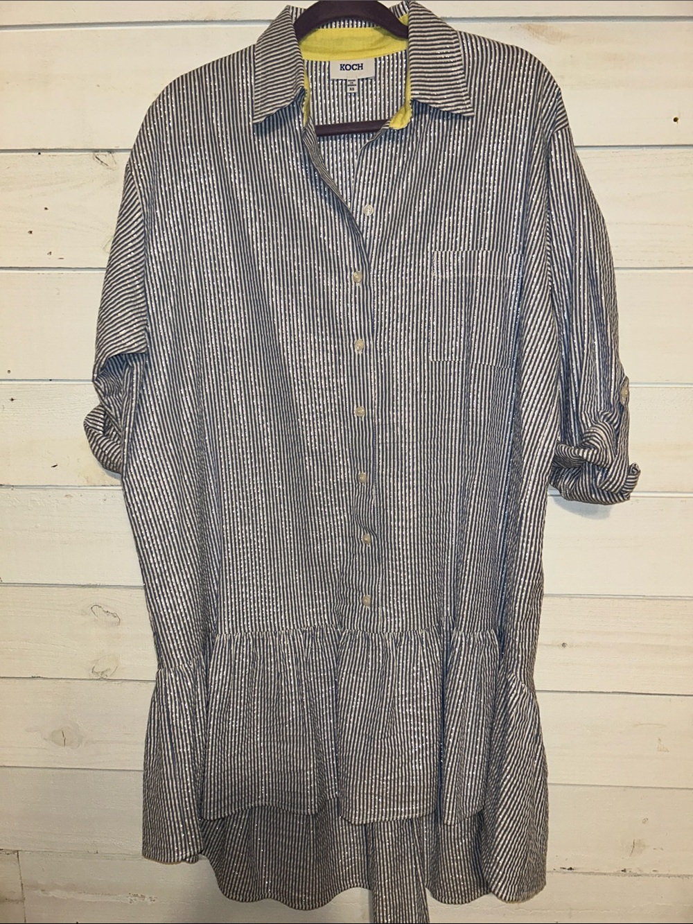 KOCH Striped Button-Front Blue and White Dress